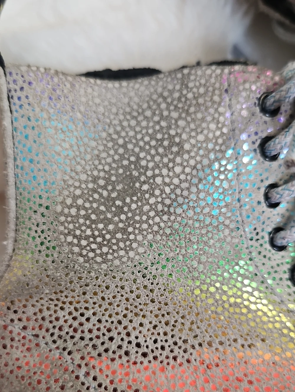 Dr. Martens Kids Iridescent Holographic Lace-Up Boots in Silver and Pastel